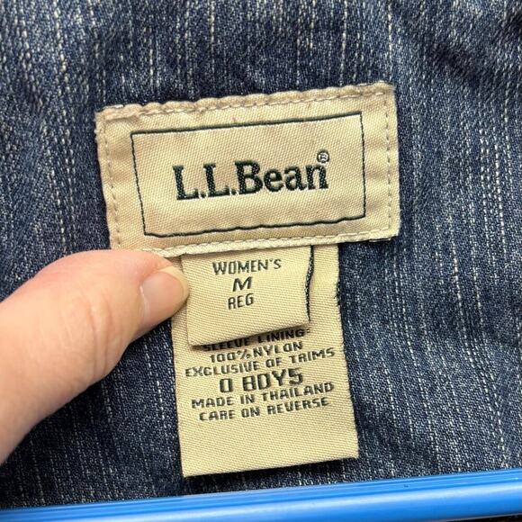 L.L. Bean Jean Jacket, Flannel Lined, Corduroy Cuffs and Collar, Size M - Picture 2 of 5